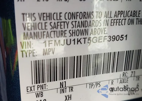 2016 Ford Expedition Limited из США, поврежденный, VIN 1FMJU1KT5GEF39051